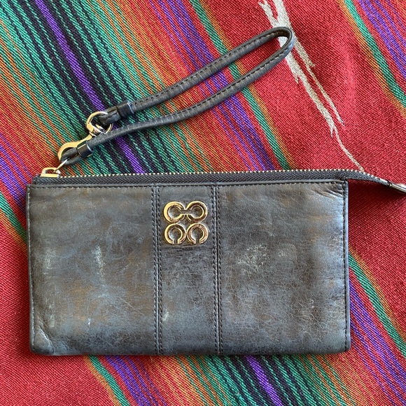 Coach Wallet Wristlet. 7.5” x 4.5”. Good Condition! Leather. Charcoal. - Picture 1 of 7